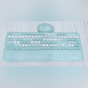 GEEZER Wireless Keyboard and Mouse Combo Green Retro Ultra-Slim with Wrist Rest
